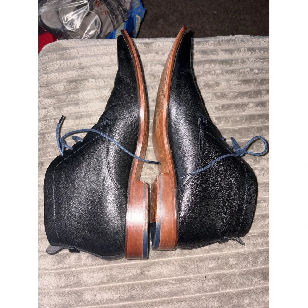 TED BAKER Ashcroft 4 Men's Chukka‎ Boots Size 12 Black Leather Square Toe Shoes